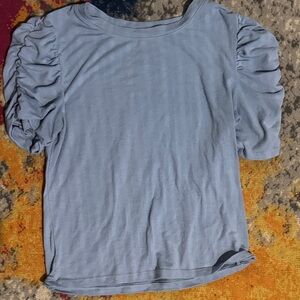 SO Light Blue Puff Sleeve Blouse